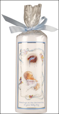 Christening Candle/Boy/6 inch Gift Wrapped   (8621)
