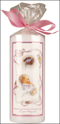 Christening Candle/Girl/6 inch Gift Wrapped   (8622)