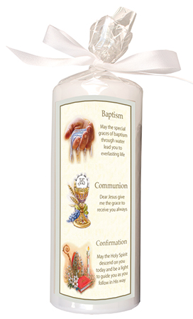 Baptismal Candle/6 inch Gift Wrapped   (8623)