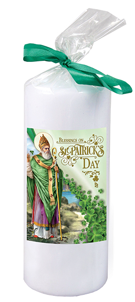 Candle  6 inch with Green Ribbon/St.Patrick   (86510)
