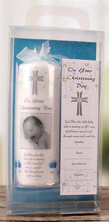 Christening Candle 8 inch Gift Boxed/Boy   (86601)