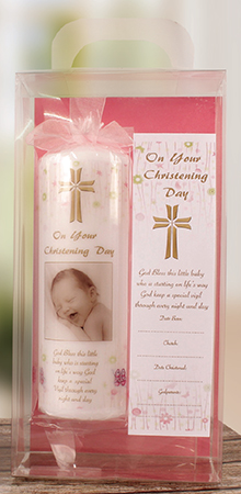 Christening Candle 8 inch Gift Boxed/Girl   (86602)