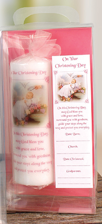 Christening Candle 8 inch Gift Boxed/Girl   (86604)