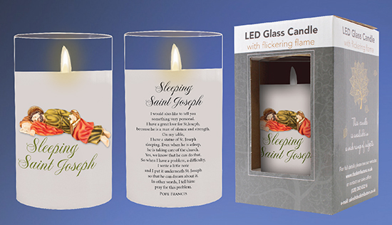 LED Candle/Glass Jar/Timer/Sleeping St.Joseph  (86715)