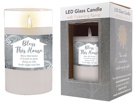 LED Candle/Glass Jar/Timer/Bless This House  (86720)