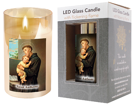 LED Candle/Glass Jar/Timer/St.Anthony  (86740)