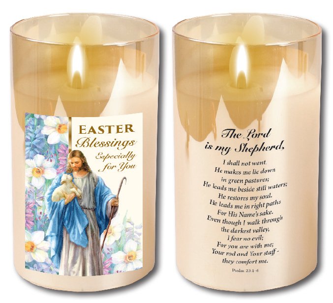LED Candle/Glass Jar/Timer/Easter Blessings  (86758)