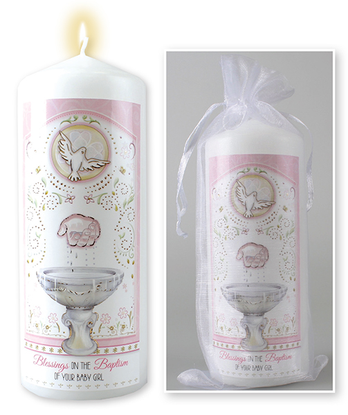 Baptism Candle Girl/6 inch/Gift Bagged   (87252)