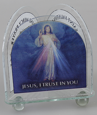 Glass Votive Light Holder/Divine Mercy  (87402)