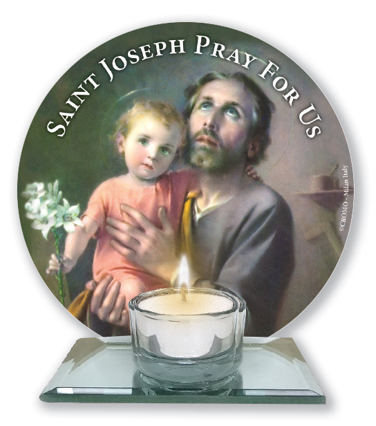 Glass Votive Light Holder/Saint Joseph  (87433)