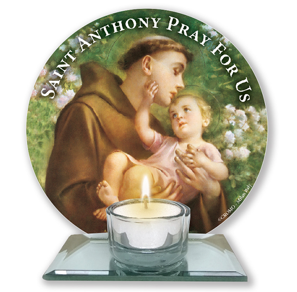 Glass Votive Light Holder/Saint Anthony  (87436)