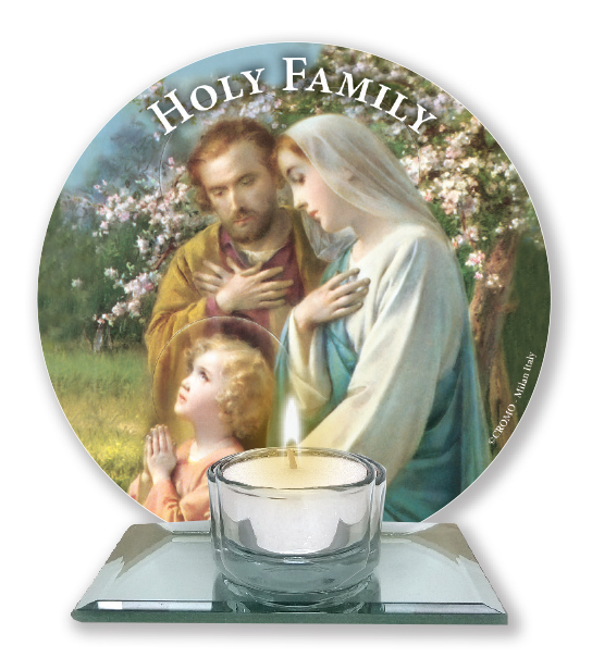 Glass Votive Light Holder/Holy Family  (87437)
