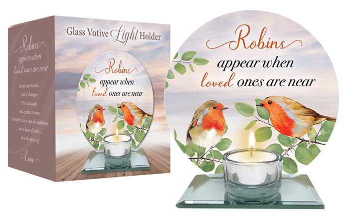 Glass Votive Holder/Robins Near You  (87448)