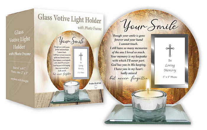 Glass Votive Light Holder/Photo Plaque/Your Smile  (87462)