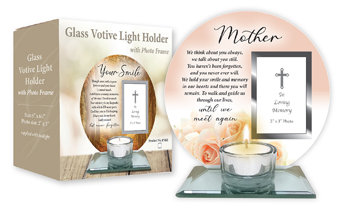 Glass Votive Light Holder/Photo Plaque/Mother (87466)
