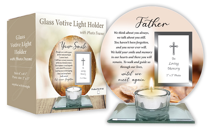 Glass Votive Light Holder/Photo Plaque/Father (87467)