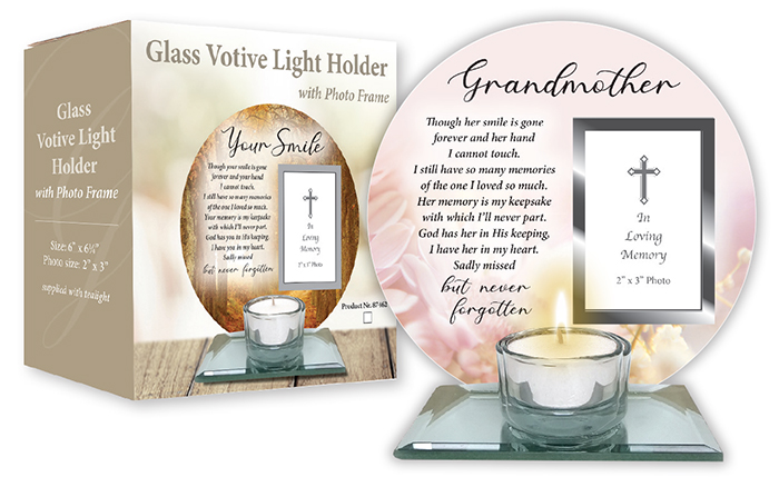 Glass Votive Holder/Photo Plaque/Grand Mother (87468)