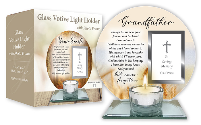 Glass Votive Holder/Photo Plaque/Grand Father (87469)