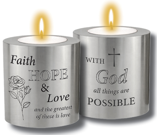 Resin Candle Holder & Candle/Faith (87702)
