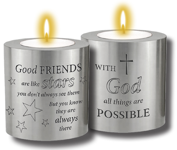 Resin Candle Holder & Candle/Friendship  (87703)