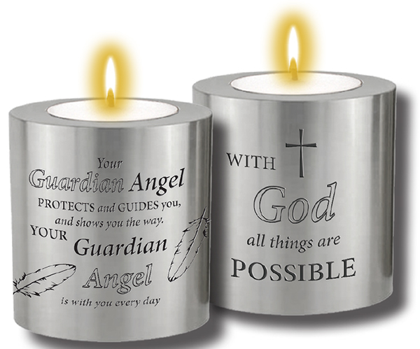 Resin Candle Holder & Candle/Guardian Angel  (87705)