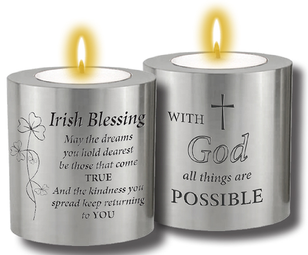 Resin Candle Holder & Candle/Irish Blessing  (87706)