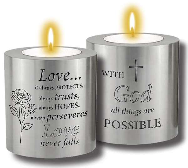 Resin Candle Holder & Candle/Love (87707)