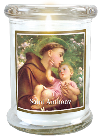 LED Glass Candle Holder/Saint Anthony   (87881)