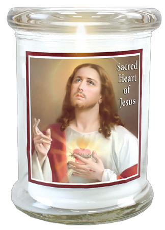 LED Glass Candle Holder/Sacred Heart   (87890)
