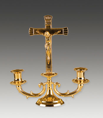 Metal Candleholder With Cross   (88437)