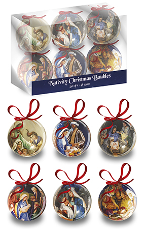 Decoupage 3 inch Nativity Bauble/6 Designs   (89000)