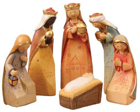 Resin Nativity/Holy Family/Coloured - 5 inch   (89144)