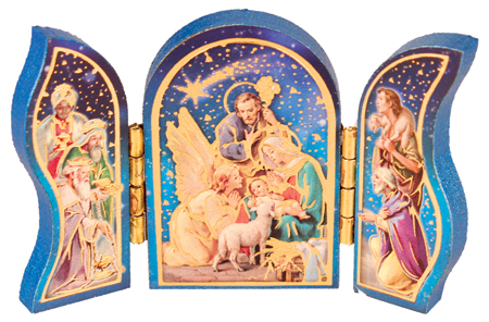 Wood Nativity/Triptych/Gold Foil Highlights   (89165)