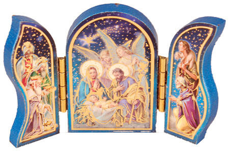 Wood Nativity/Triptych/Gold Foil Highlights   (89167)