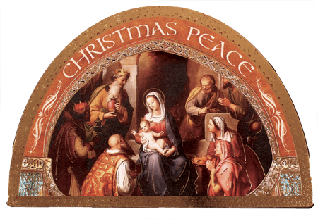 Wood Nativity Plaque/Gold Foil Highlights   (89188)