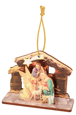 Wood Nativity/Christmas Tree Ornament   (89195)