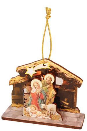 Wood Nativity/Christmas Tree Ornament   (89196)