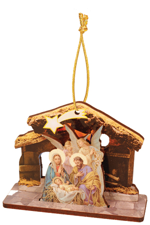 Wood Nativity/Christmas Tree Ornament   (89197)