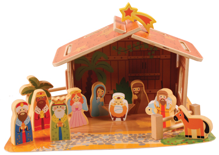 Nativity - Childrens Wood Set With Shed   (89382)