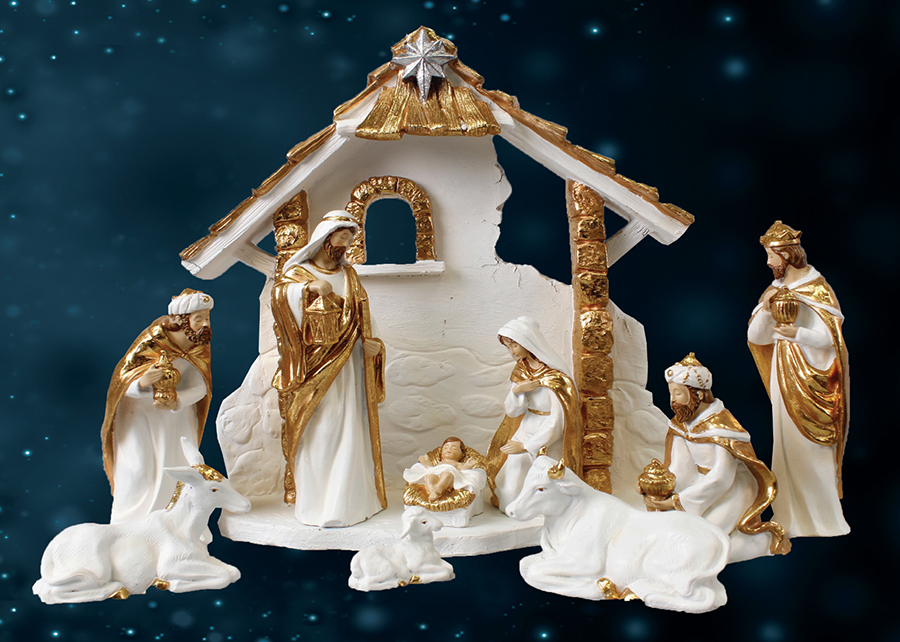 Resin Nativity 9 - 8 inch  Figures and Shed   (89419)