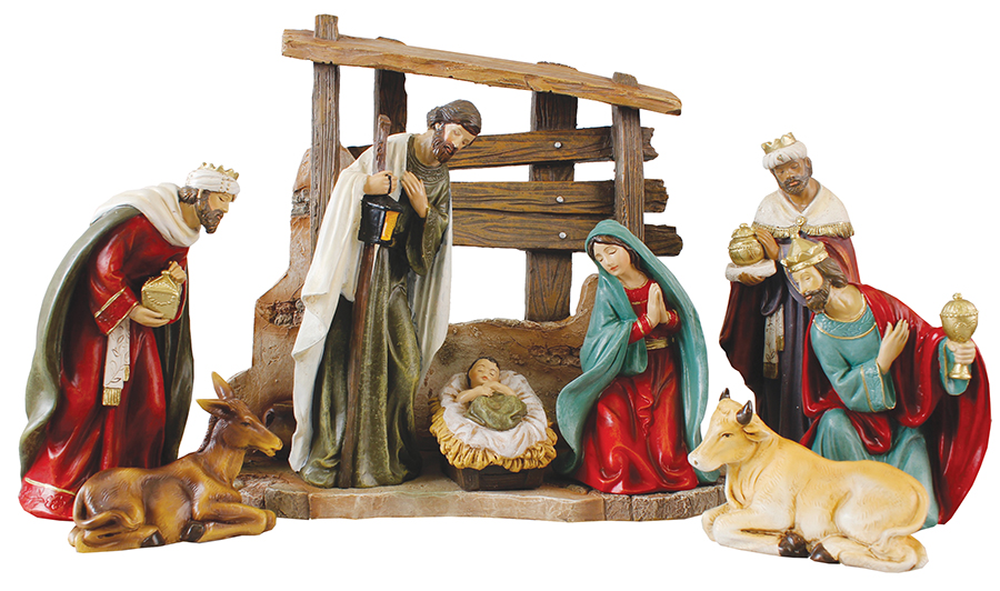 Resin Nativity 8 - 7 1/2 inch Figures and Stable  (89422)