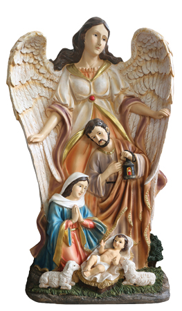 Resin Nativity Set/H.Family & Angel 32 inch   (89455)