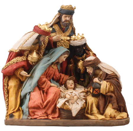 Resin Nativity/Holy Family/Coloured - 10 inch   (89629)