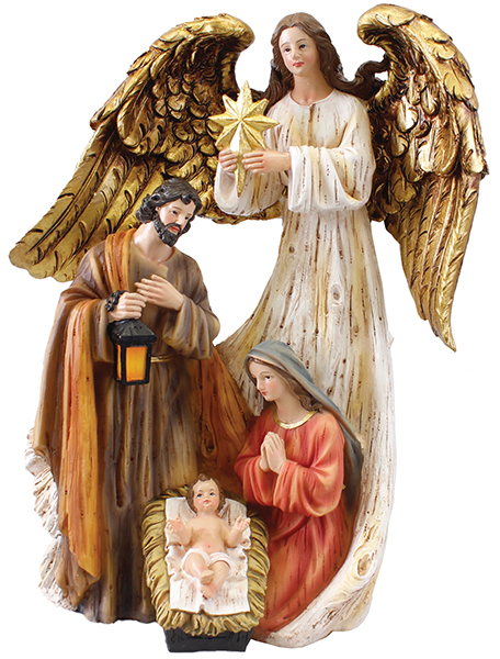 Nativity Set/Resin/Holy Family/Angel - 12 inch  (89705)