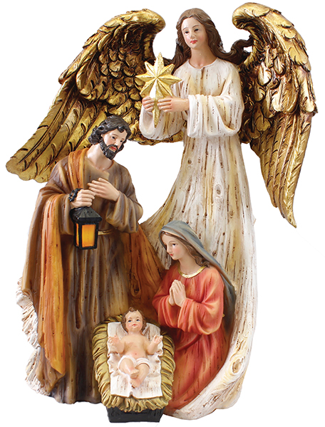 Nativity Set/Resin/Holy Family/Angel - 12 inch (89705)