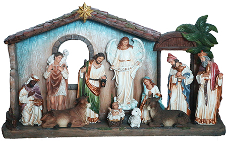 Nativity/Resin/11 Figs 12 inch Shed/Light   (89879)