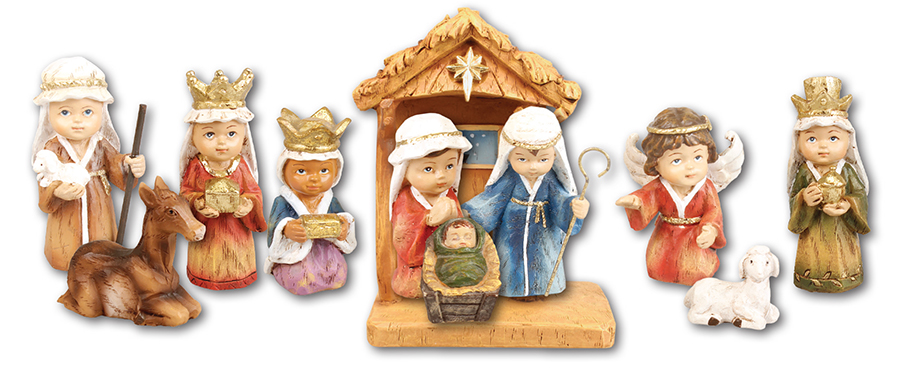 Resin Childrens Nativity Set/10 Figures 3 inch   (89928)