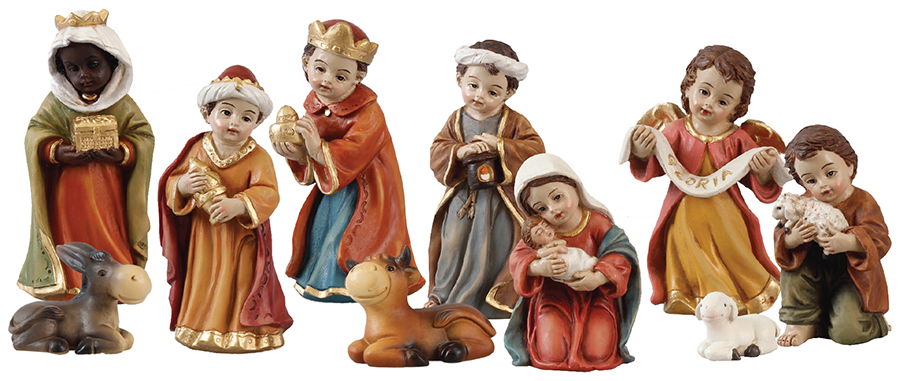 Resin Children's Nativity Set/4 inch/10 Figures   (89930)