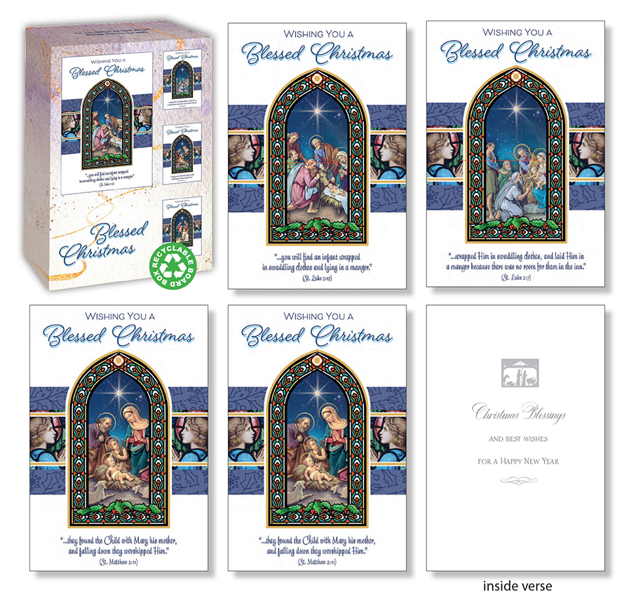 Blessed Christmas Box/18 Cards/4 Designs   (92810)