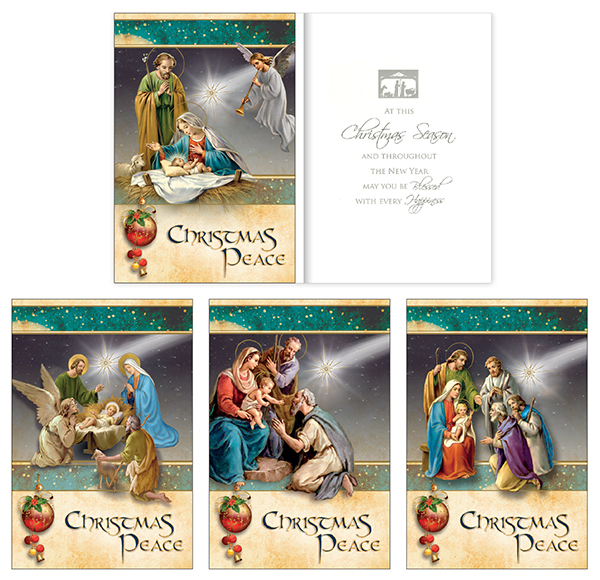 Christmas Peace Box/18 Cards/4 Designs   (9295)